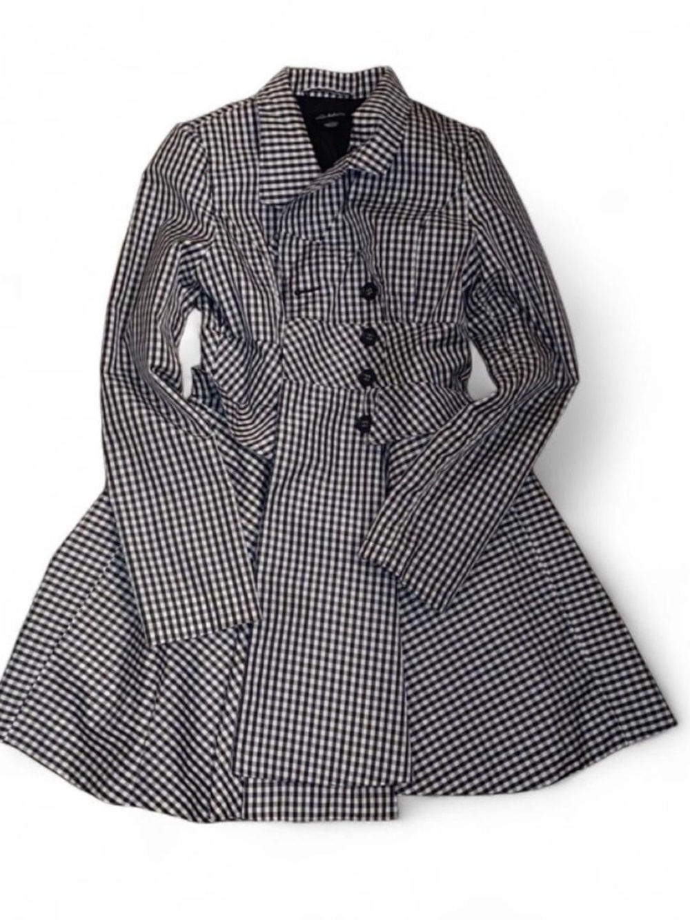 Seductions Gingham Trench Dress Button-Up Medium Coat